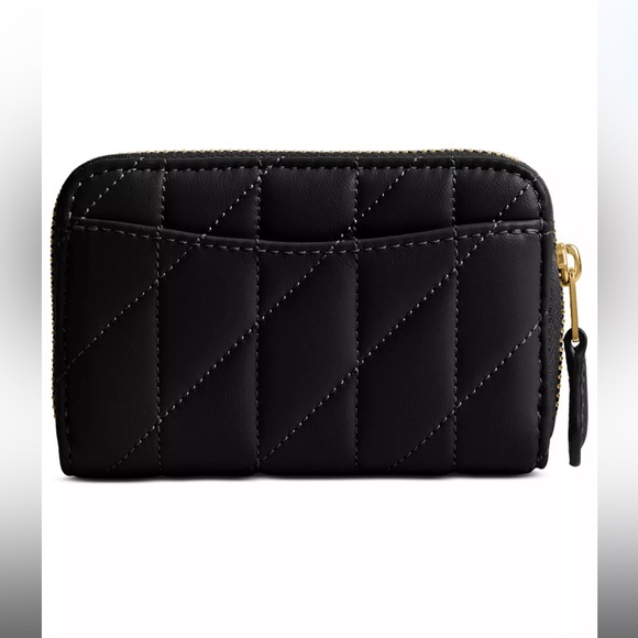 Coach Black Quilted Card Case with Gold Accents - Picture 3 of 10
